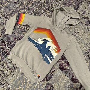 AVIATOR NATION grey wave hoodie  |   kids size 12